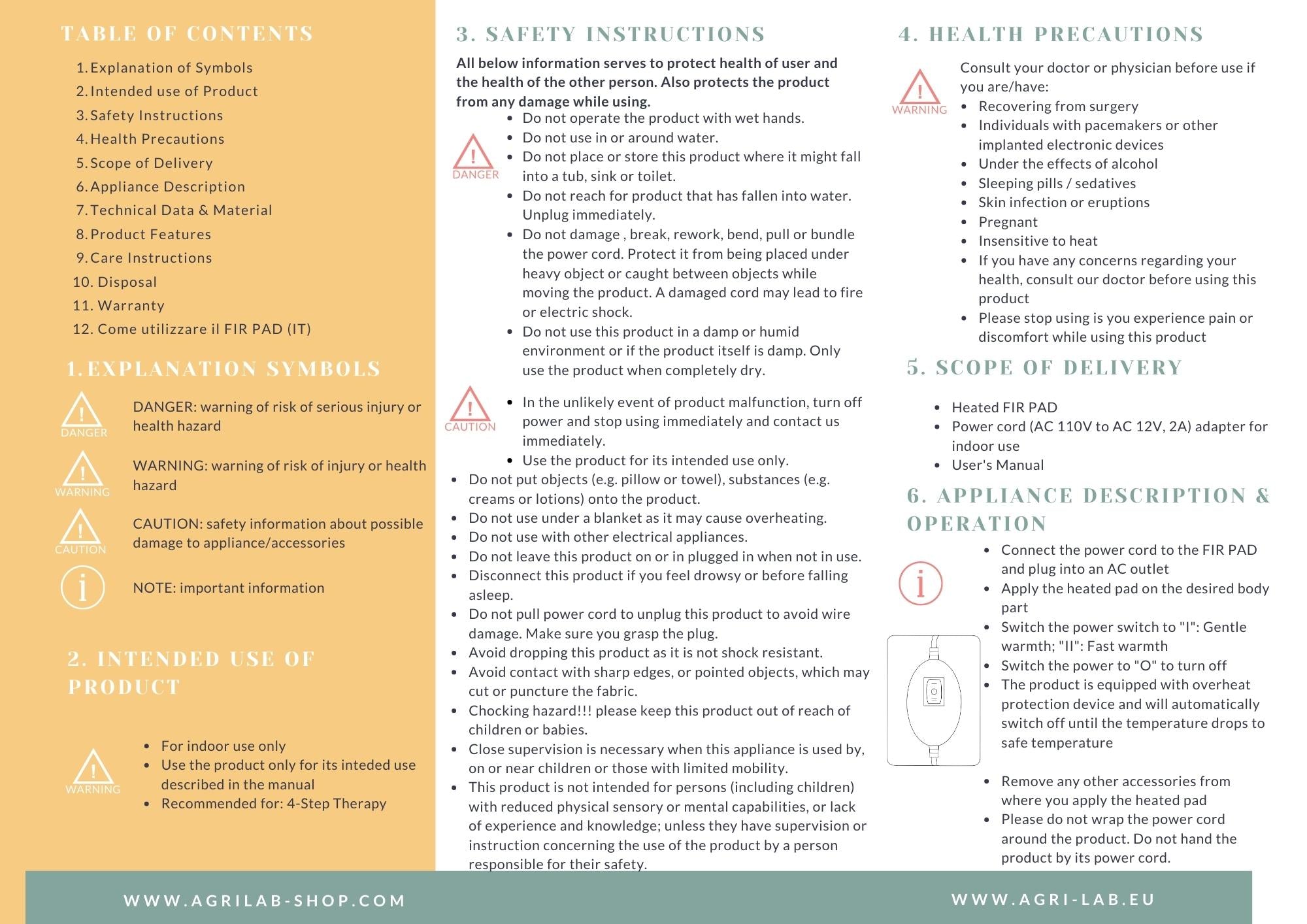 documento che spiega come utilizzare il tappetino riscaldante a raggi infrarossi  agrilab-shop.myshopify.com product_type AGRILAB SHOP