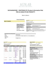certificato production information file PIF olio di cbd isolato back to basics Agrilab