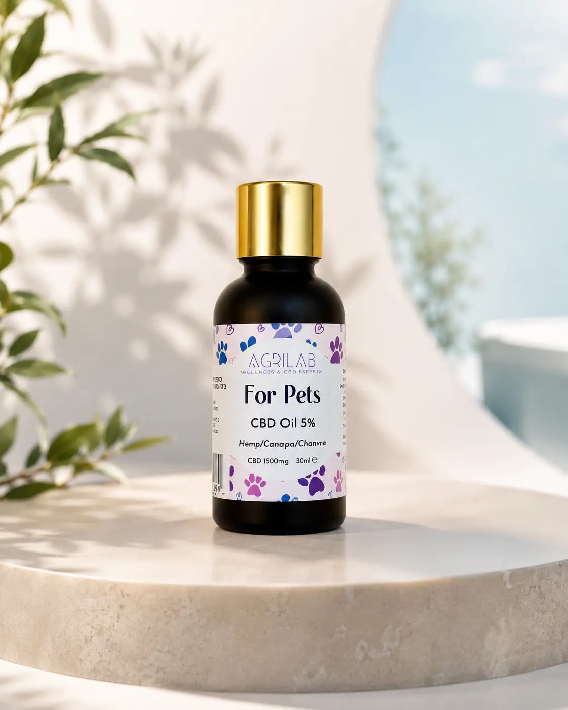 Olio di CBD isolato 5% per cani e gatti AgriLab, flacone 30ml con contagocce