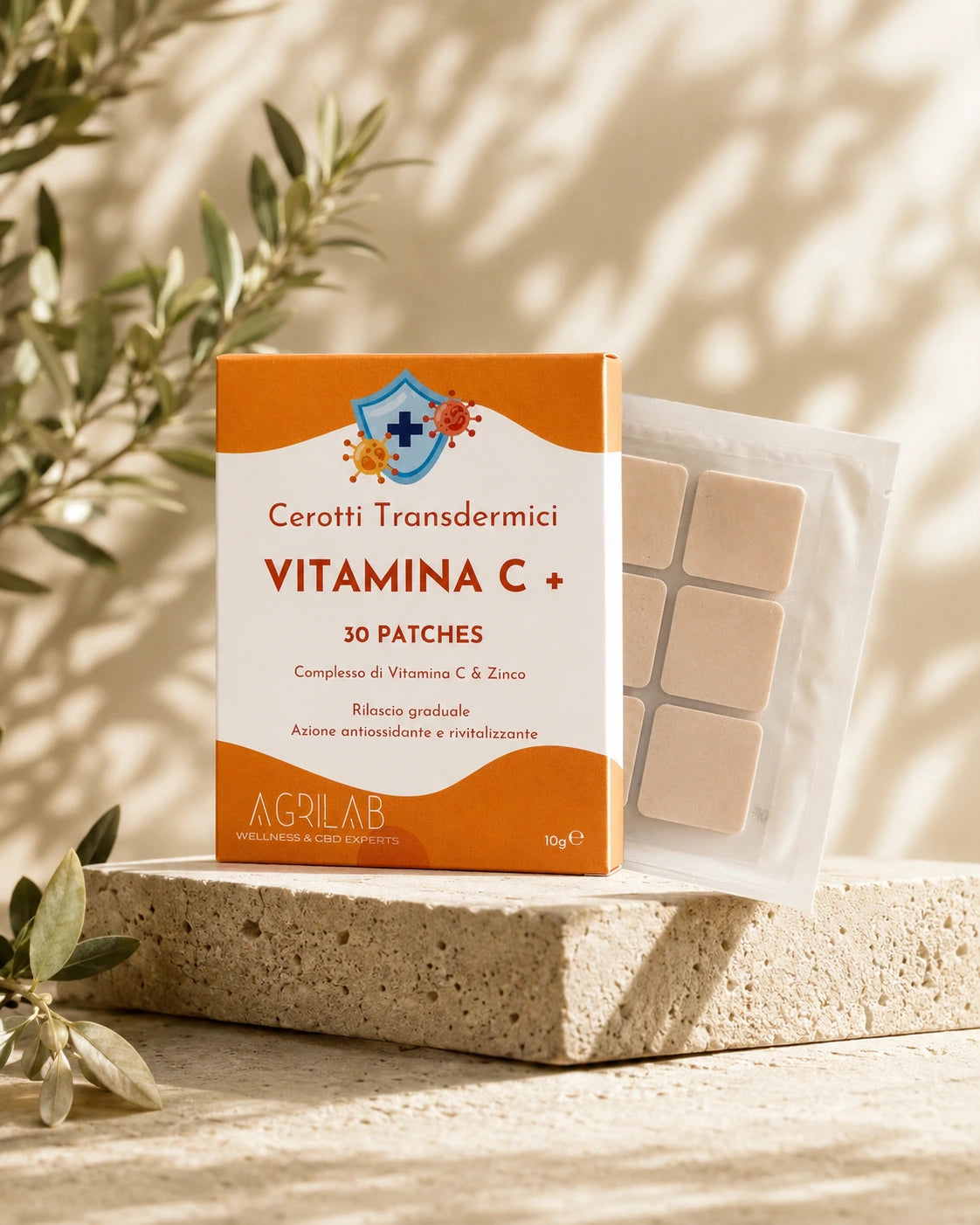 Cerotto transdermico Vitamina C+ AgriLab, confezione da 30 patch con complesso Vitamina C e Zinco
