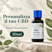 Pure Oil CBD 20% AgriLab 30ml, olio di CBD isolato personalizzabile 6000mg