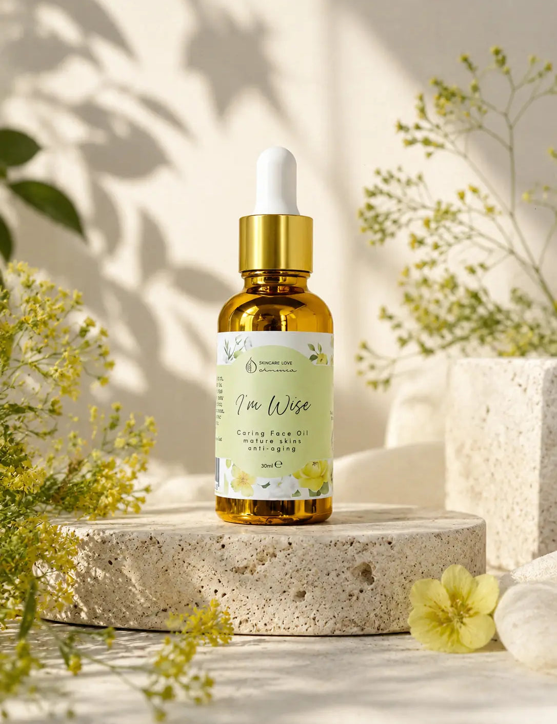 I'm Wise Armonia AgriLab, olio viso al CBD isolato antirughe per pelli mature